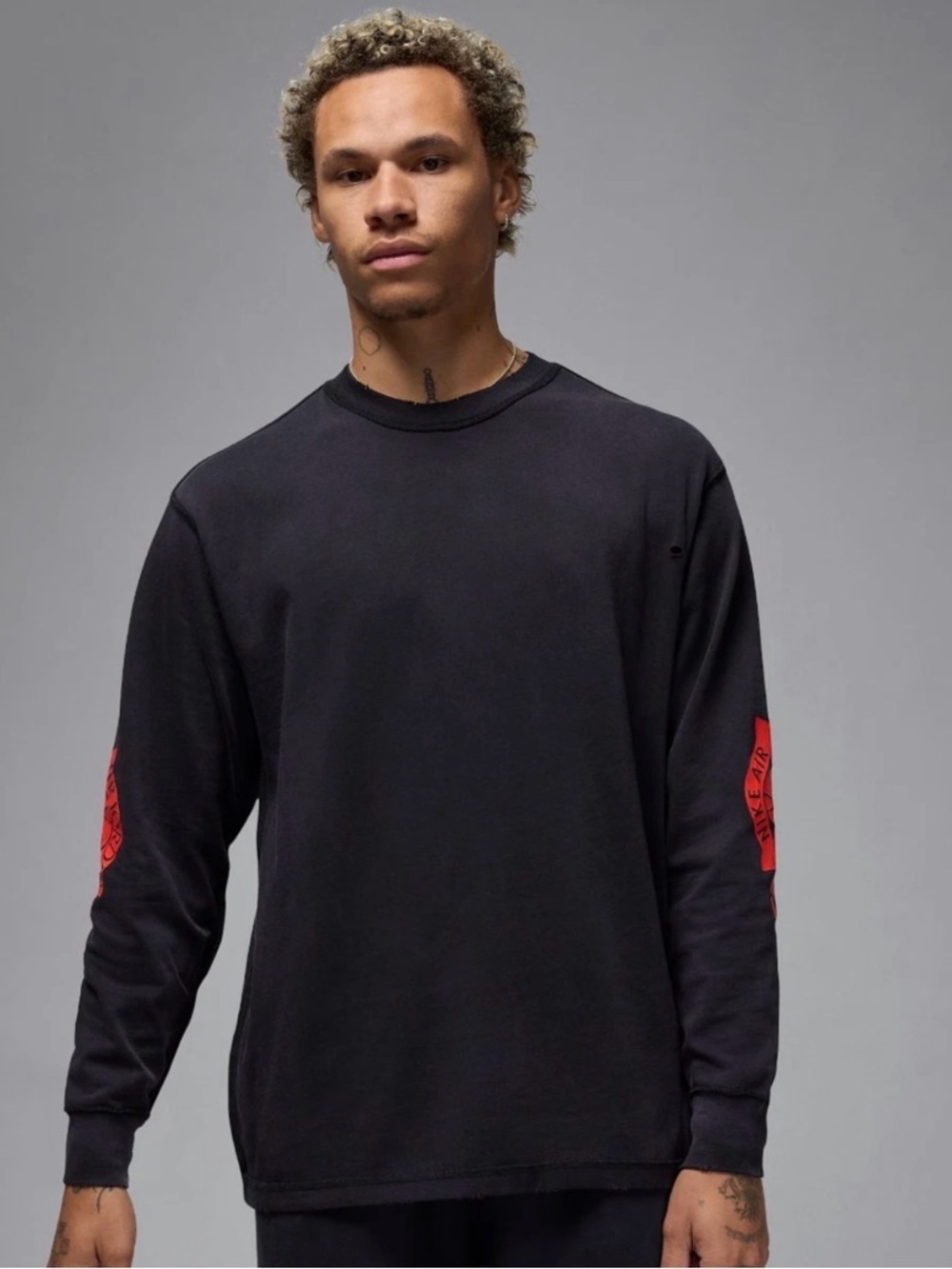 Nike Air Jordan Long Sleeve T Shirt Men's Large Rare Black Chile Red IB3134-010